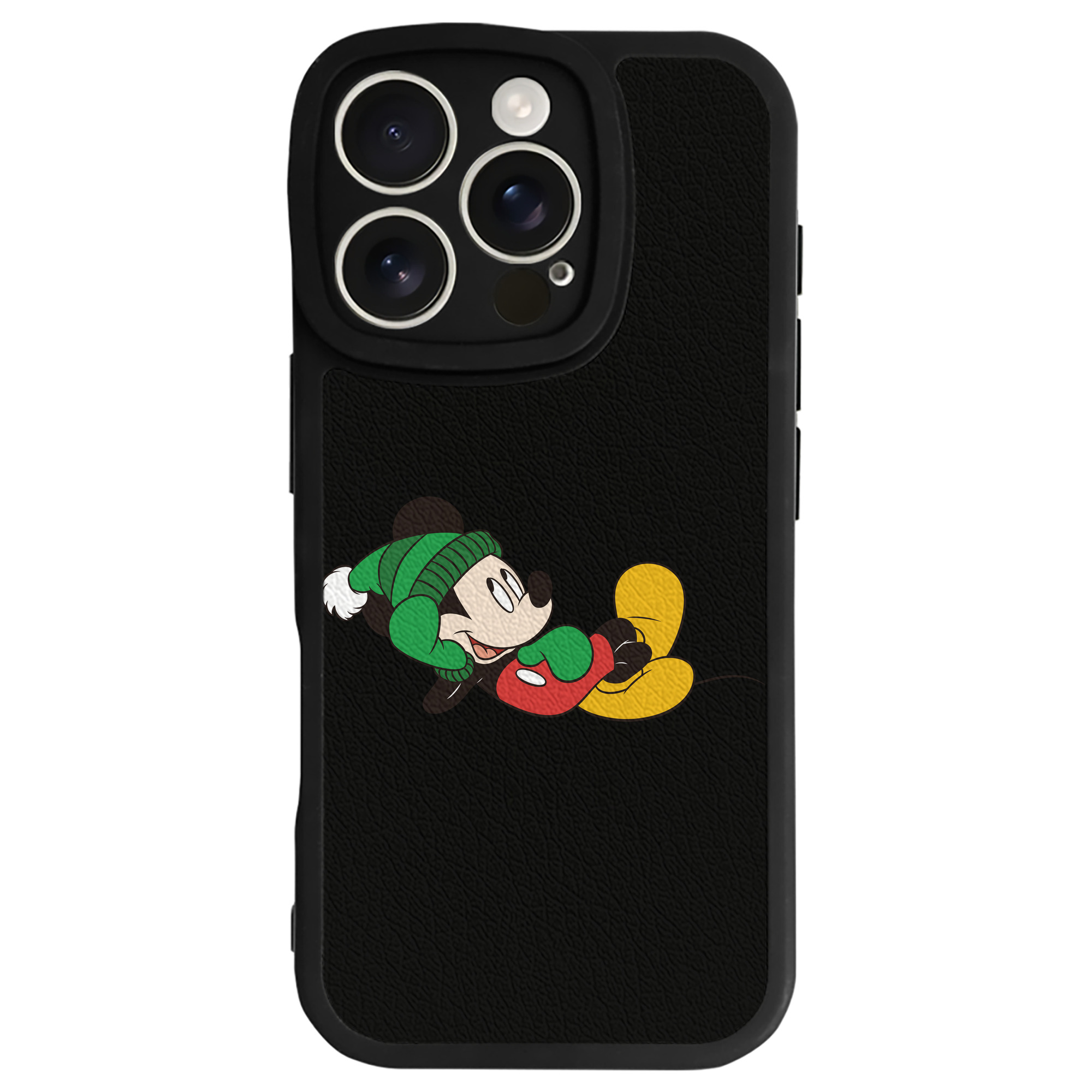 （画像用） ミッキーマウス Mickey Mouse 【iPhone 16シリーズ対応】シリコンスマホケース（レザー調） 材質：シリコン